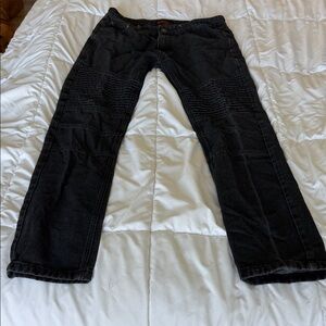 EXCHANGE Dark Blue Jeans with Orange Logo Detail